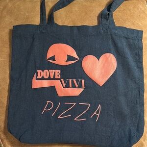 “👁️ ❤️ Dove Vivi Pizza” Navy and Pink Tote Bag